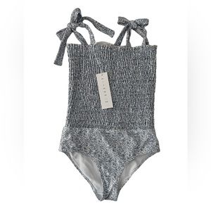 Minnow Slate Floral Smocked One Piece NWT